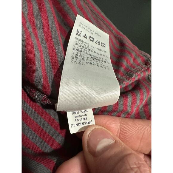 Pendleton Turtleneck Pullover Midweight Cotton Modal Blend Striped Red Grey XL - Picture 9 of 9